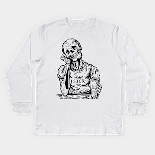 Drunk Skull - Skeleton Drinking Kids Long Sleeve T-Shirt